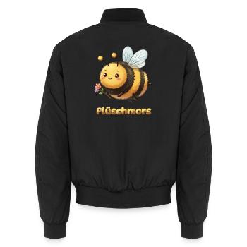 Plattdüütsch Edition: Plüschmors - Unisex Bomberjacke - Schwarz - Hinten - AI Model Male 185 light (185cm)