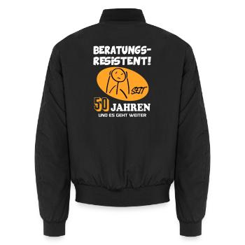 Comic Geburtstag 50 Jahre Happy Birthday - Unisex Bomberjacke - Schwarz - Hinten - AI Model Male 185 light (185cm)