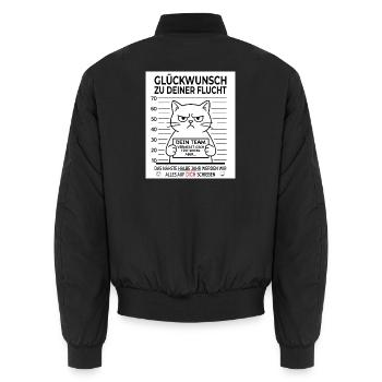 Glückwunsch zur Flucht Abschied Kollege - Unisex Bomberjacke - Schwarz - Hinten - AI Model Male 185 light (185cm)