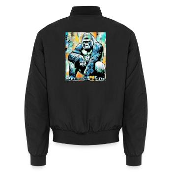 Gorilla - Unisex Bomberjacke - Schwarz - Hinten - AI Model Male 185 light (185cm)