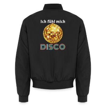 Ich fühl mich Disco Retro 70s Spruch - Unisex Bomberjacke - Schwarz - Hinten - AI Model Male 185 light (185cm)