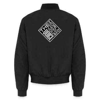 Die Welt Braucht Deine Stimme Inspirierend Zitat - Unisex Bomberjacke - Schwarz - Hinten - AI Model Male 185 light (185cm)