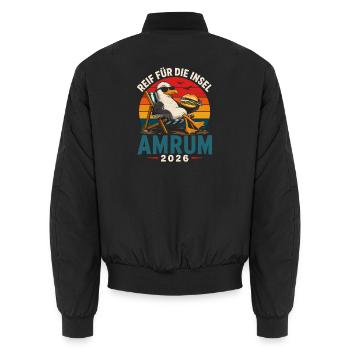 Möwe am Strand: Inselurlaub 2026 - Unisex Bomberjacke - Schwarz - Hinten - AI Model Male 185 light (185cm)