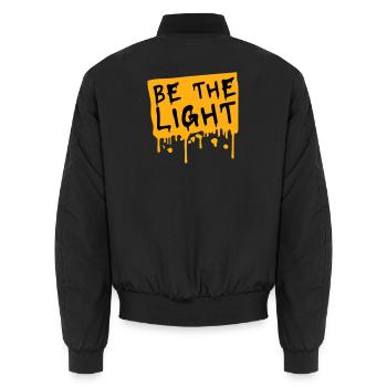Be The Light Motivierend Positivität Spruch Logo - Unisex Bomberjacke - Schwarz - Hinten - AI Model Male 185 light (185cm)
