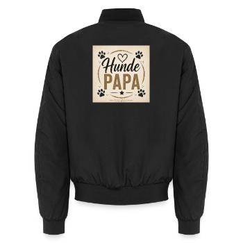 Hunde Papa Vintage Design - Unisex Bomberjacke - Schwarz - Hinten - AI Model Male 185 light (185cm)