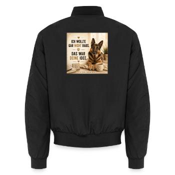 ich wollte nicht raus deine Idee - Unisex Bomberjacke - Schwarz - Hinten - AI Model Male 185 light (185cm)