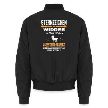 Widder Sternzeichen Aries Exzellenz Horoskop - Unisex Bomberjacke - Schwarz - Hinten - AI Model Male 185 light (185cm)