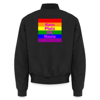 KEIN PLATZ FÜR NAZIS, NIE WIEDER, NO NZS, PINK - Unisex Bomberjacke - Schwarz - Hinten - AI Model Male 185 light (185cm)