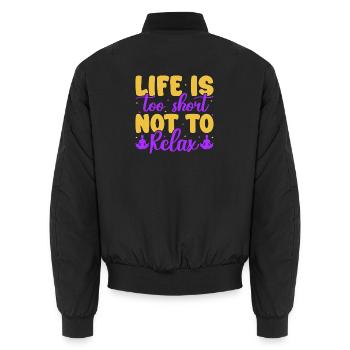 Vie de yoga trop courte Pas se détendre Yoga drôle - Bomber unisexe - noir - Dos - AI Model Male 185 light (185cm)