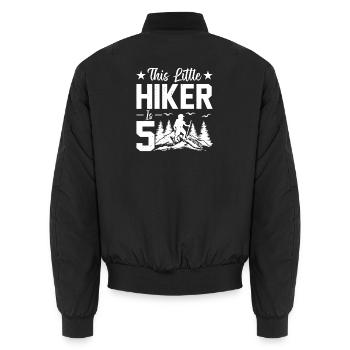 Hiking Kids 5th Birthday Outdoor Hiking Kids - Unisex Bomber Jacket - black - Back - AI Model Male 185 light (185cm)
