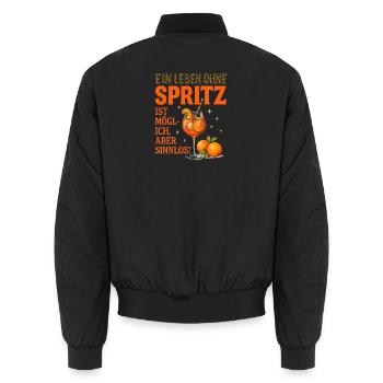 Leben Ohne Spritz Ist Möglich Aber Sinnlos Humor - Unisex Bomberjacke - Schwarz - Hinten - AI Model Male 185 light (185cm)