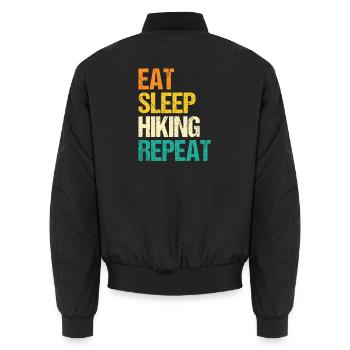 Hiking Mountain Trail Backpacking Outdoors Poaching - Unisex Bomber Jacket - black - Back - AI Model Male 185 light (185cm)