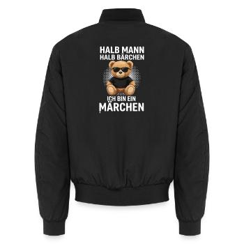 Halb Mann Halb Bärchen Märchenheld - Unisex Bomberjacke - Schwarz - Hinten - AI Model Male 185 light (185cm)