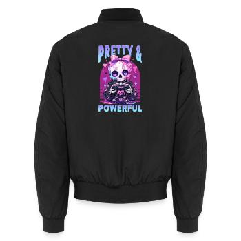 Pastel Goth Soft Goth Gaming Gamer - Unisex Bomber Jacket - black - Back - AI Model Male 185 light (185cm)