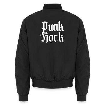Punk Rock Gothic Typography - Unisex Bomber Jacket - black - Back - AI Model Male 185 light (185cm)