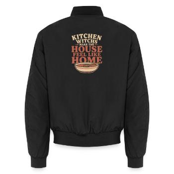 Kitchen Witch Soup Witch Cozy Witch Gift - Unisex Bomber Jacket - black - Back - AI Model Male 185 light (185cm)