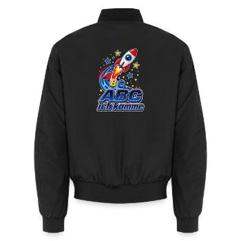 ABC Ich Komme Rakete Einschulung - Unisex Bomberjacke - Schwarz - Hinten - AI Model Male 185 light (185cm)