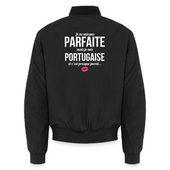 Je Ne Suis Pas Parfaite Mais Je Suis Portugaise... - Bomber unisexe - noir - Dos - AI Model Male 185 light (185cm)