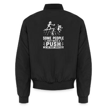 Schubbser dans la bonne direction : sarcasme - Bomber unisexe - noir - Dos - AI Model Male 185 light (185cm)