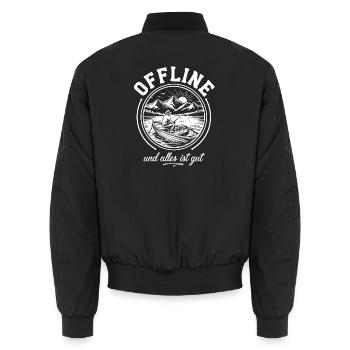 Offline und alles ist gut - Unisex Bomberjacke - Schwarz - Hinten - AI Model Male 185 light (185cm)