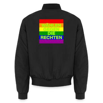 WÄHLEN GEGEN DIE RECHTEN, DEMOKRATIE, NO NZS - Unisex Bomberjacke - Schwarz - Hinten - AI Model Male 185 light (185cm)