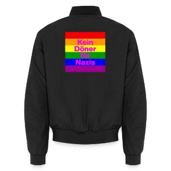 KEIN DÖNER FÜR NAZIS, NIE WIEDER IST JETZT, NO NZS - Unisex Bomberjacke - Schwarz - Hinten - AI Model Male 185 light (185cm)