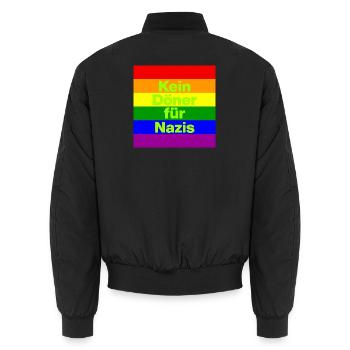 KEIN DÖNER FÜR NAZIS, NIE WIEDER IST JETZT, NO NZS - Unisex Bomberjacke - Schwarz - Hinten - AI Model Male 185 light (185cm)