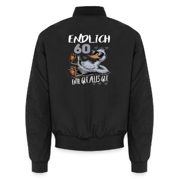 Geburtstag Ente Gut Alles Gut 60 Jahre Comic - Unisex Bomberjacke - Schwarz - Hinten - AI Model Male 185 light (185cm)