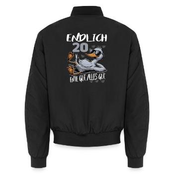 Geburtstag Ente Gut Alles Gut 20 Jahre Comic - Unisex Bomberjacke - Schwarz - Hinten - AI Model Male 185 light (185cm)