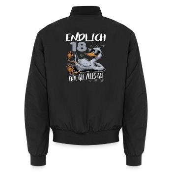 Geburtstag Ente Gut Alles Gut 18 Jahre Comic - Unisex Bomberjacke - Schwarz - Hinten - AI Model Male 185 light (185cm)