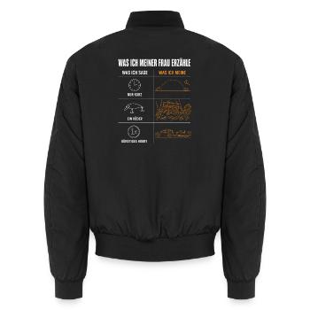 Was ich meiner Frau erzähle Lustiges Angler Motiv - Unisex Bomberjacke - Schwarz - Hinten - AI Model Male 185 light (185cm)