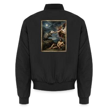 L’opossum bat la main de Dieu Mème drôle d’opossum - Bomber unisexe - noir - Dos - AI Model Male 185 light (185cm)
