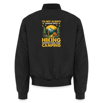 When I'm in the mountains I'm happy - Outdoor Hiki - Unisex Bomberjacke - Schwarz - Hinten - AI Model Male 185 light (185cm)