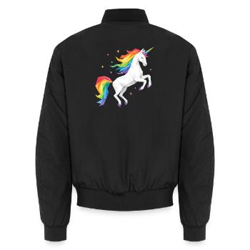 Licorne arc-en-ciel géométrique - Bomber unisexe - noir - Dos - AI Model Male 185 light (185cm)