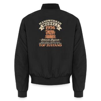 70. Geburtstag Handwerker Modell 1956 - Unisex Bomberjacke - Schwarz - Hinten - AI Model Male 185 light (185cm)