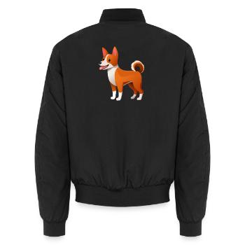 Little Basenji Dog (comic) - Unisex Bomber Jacket - black - Back - AI Model Male 185 light (185cm)