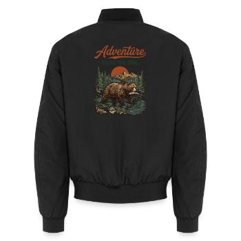 Wandern – Abenteuer nährt die Seele - Unisex Bomberjacke - Schwarz - Hinten - AI Model Male 185 light (185cm)
