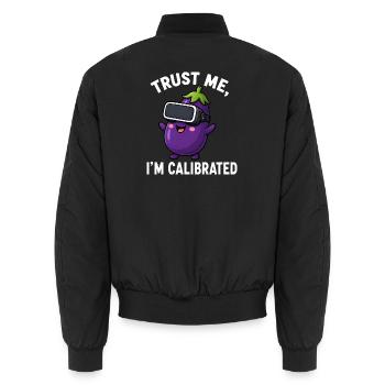 Eggplant Comic Saying Gamer Cartoon - Unisex Bomber Jacket - black - Back - AI Model Male 185 light (185cm)