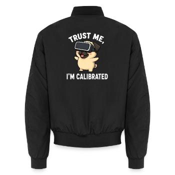 Diction de joueur de dessins animés carlin mignonne - Bomber unisexe - noir - Dos - AI Model Male 185 light (185cm)