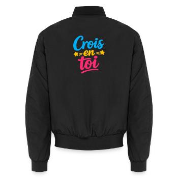 Crois en toi  - Bomber unisexe - noir - Dos - AI Model Male 185 light (185cm)