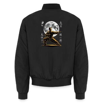 Tai Chi Zen Meditation – Chi Qigong Training - Unisex Bomber Jacket - black - Back - AI Model Male 185 light (185cm)