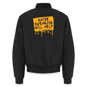Maybe Swearing Will Help Sarkastisch Spruch Grafik - Unisex Bomberjacke - Schwarz - Hinten - AI Model Male 185 light (185cm)