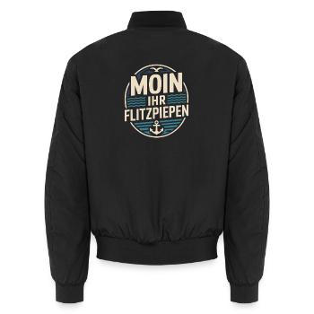 Moin Ihr Flitzpiepen Norddeutsch Hamburg Büro Moin - Unisex Bomberjacke - Schwarz - Hinten - AI Model Male 185 light (185cm)