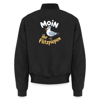 Moin Ihr Flitzpiepen Norddeutsch Hamburg Büro Moin - Unisex Bomberjacke - Schwarz - Hinten - AI Model Male 185 light (185cm)