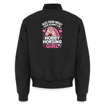 Hobby Horsing Girl Steckenpferd Pony Reiten Pferde - Unisex Bomberjacke - Schwarz - Hinten - AI Model Male 185 light (185cm)