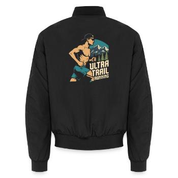 Ultra-Trailrunning - Unisex Bomberjacke - Schwarz - Hinten - AI Model Male 185 light (185cm)