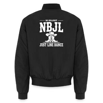 NBJL – No Bullshit Just Line Dance - Unisex Bomber Jacket - black - Back - AI Model Male 185 light (185cm)