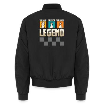 Chess Chess Player Chessboard - Unisex Bomber Jacket - black - Back - AI Model Male 185 light (185cm)