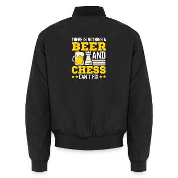 Chess Chess Player Chessboard - Unisex Bomber Jacket - black - Back - AI Model Male 185 light (185cm)