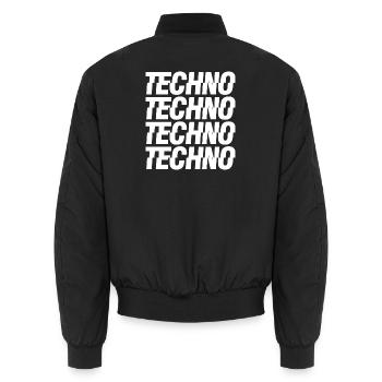 Techno music logo - Unisex Bomber Jacket - black - Back - AI Model Male 185 light (185cm)